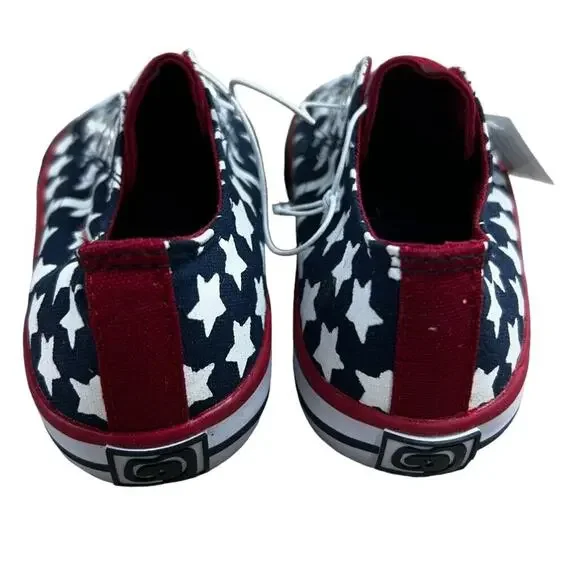 The Children's Place Patriotic Stars Slip On Sneakers Sz 8 Toddler Shoes USA New - Picture 5 of 6